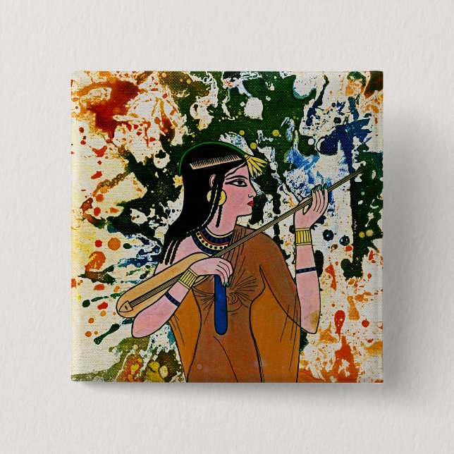 The Egyptian Enchantress by Michael Moffa 2 Inch Square Button (Front)