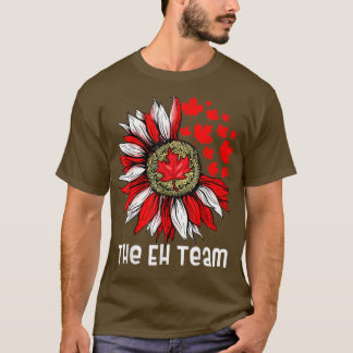 The Eh Team Canadian Day Sunflower Maple Leaf Funn T-Shirt