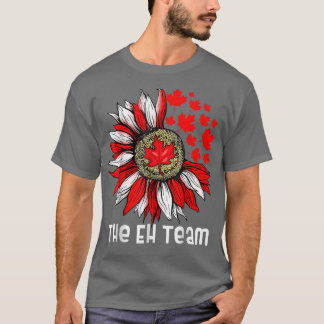 The Eh Team Canadian Day Sunflower Maple Leaf  T-Shirt