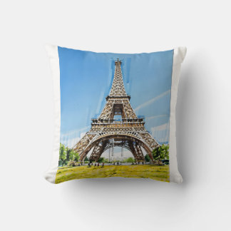 the Eiffel Tower - Hand-Drawn Sketch Art Throw Pillow