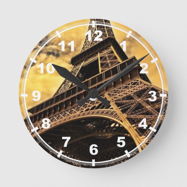 The Eiffel tower in Paris France Round Clock (Front)