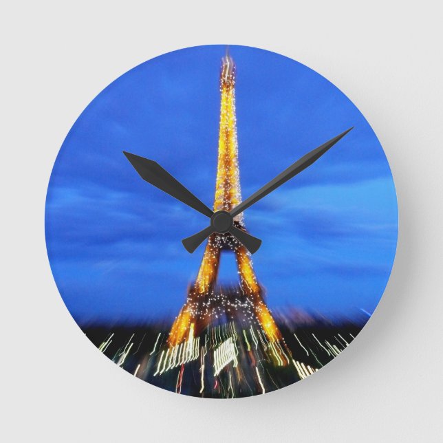 The Eiffel Tower Paris France Round Clock (Front)