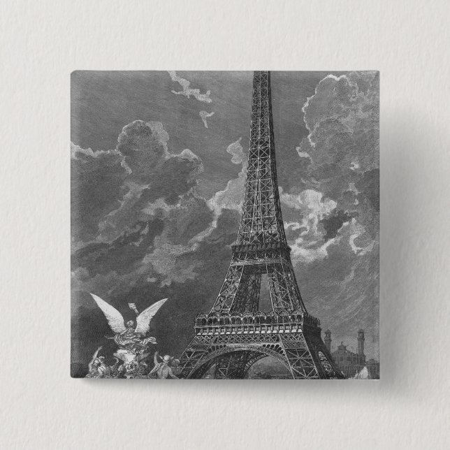 The Eiffel Tower  Universal Exhibition 2 Inch Square Button (Front)