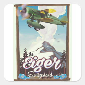 The Eiger Mountain,Switzerland travel poster Square Sticker