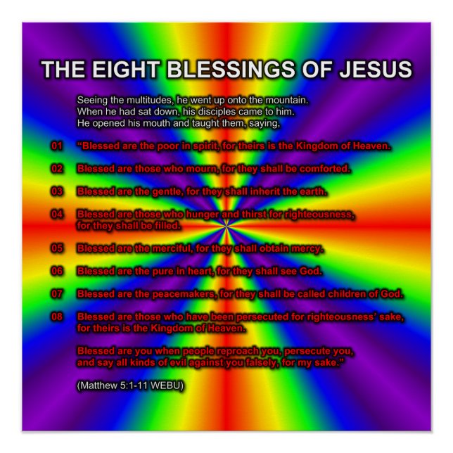 The Eight Blessings Of Jesus Poster (Front)