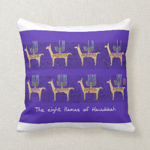 The Eight Llamas of Hannukah throw pillow