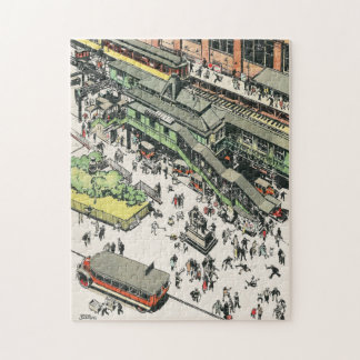 The El train station at Greeley Square, 1920s Jigsaw Puzzle