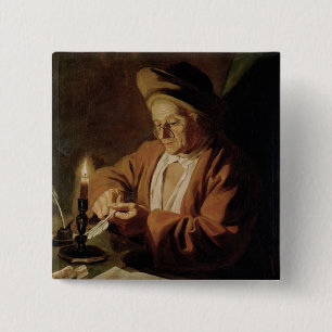 The Elderly Writer 2 Inch Square Button