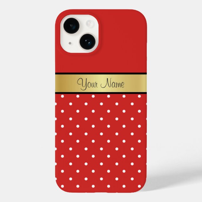 The Elegance and Style: Tomato Red and White Dots Case-Mate iPhone Case (Back)