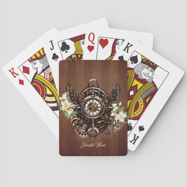 The elegance of Steampunk Floral Magic Playing Cards (Back)