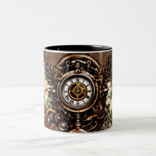 The elegance of Steampunk Floral Magic Two-Tone Coffee Mug
