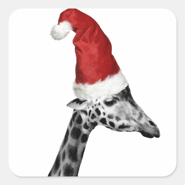 The Elegance of the Christmas Giraffe Square Sticker (Front)