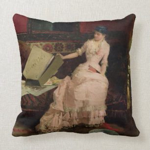 The Elegant Connoisseur, 1883 (oil on canvas) Throw Pillow