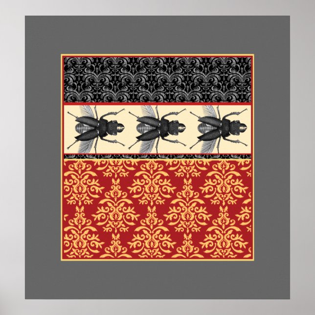 The Elegant Insect - Bugs on Brocade Poster (Front)