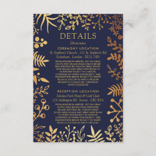 The Elegant Navy & Gold Floral Wedding Collection Enclosure Card
