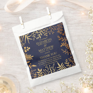 The Elegant Navy & Gold Floral Wedding Collection Favour Bag