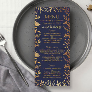 The Elegant Navy & Gold Floral Wedding Collection Menu
