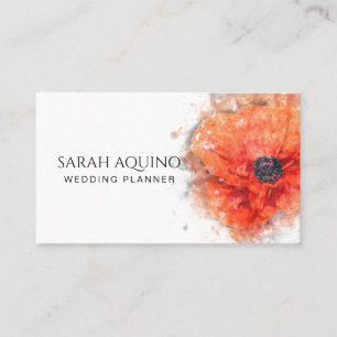 The Elegant Poppy Watercolor Floral Event Planner Business Card