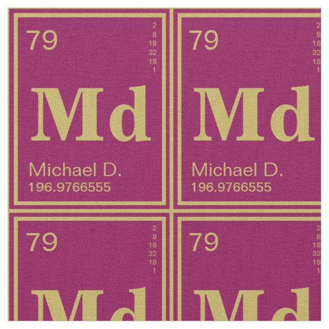 The Element of You! Custom Periodic Table Magenta Fabric (Close Up)