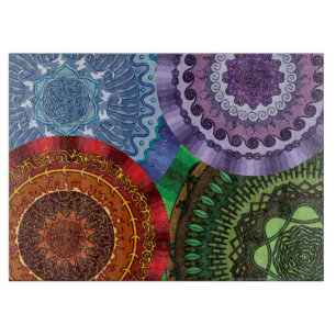 The Elements Mandalas Glass Cutting Board