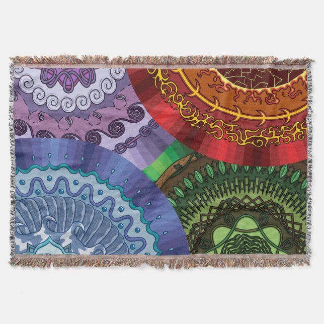 The Elements Mandalas Throw Blanket (Front)