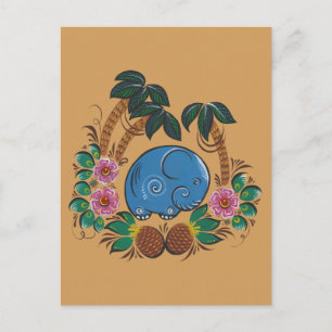 The elephant and pineapples postcard