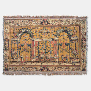 The Elephant Antique French Tapestry Print Throw Blanket