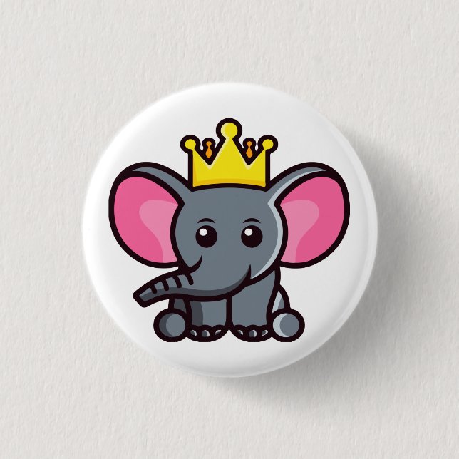 The elephant king 1 inch round button (Front)