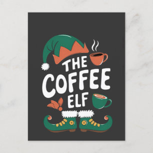 The Elf Coffee Funny Christmas Elf Coffeine Lover  Invitation Postcard