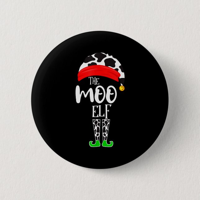 The Elf Moo Cow Funny Christmas Elf Family Matchin 2 Inch Round Button (Front)