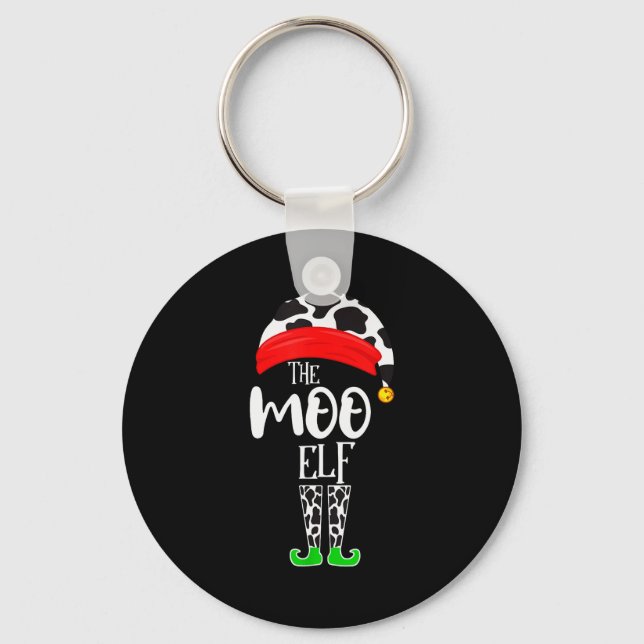 The Elf Moo Cow Funny Christmas Elf Family Matchin Keychain (Front)
