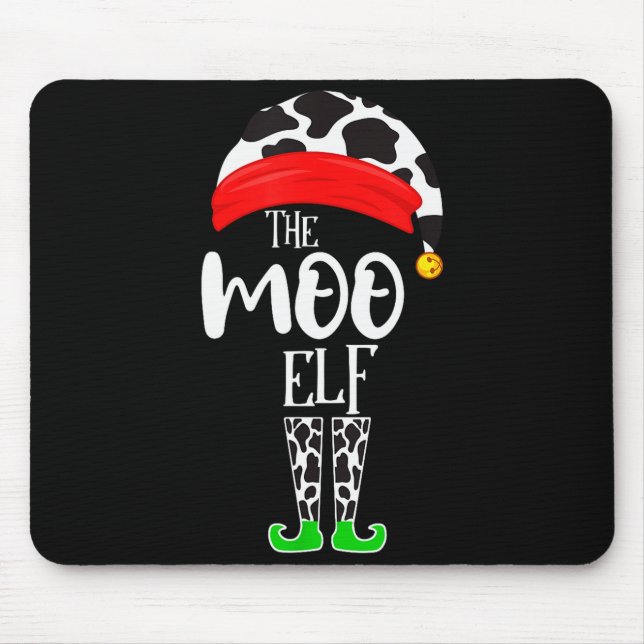 The Elf Moo Cow Funny Christmas Elf Family Matchin Mouse Pad (Front)
