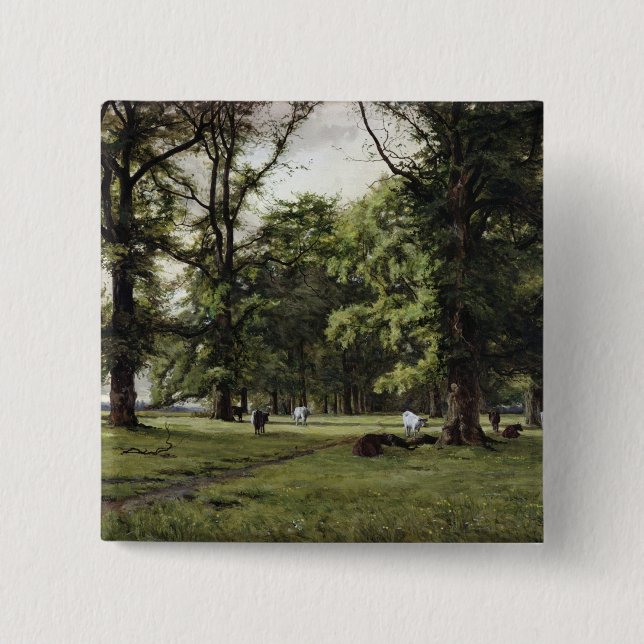 The Elm Walk 2 Inch Square Button (Front)