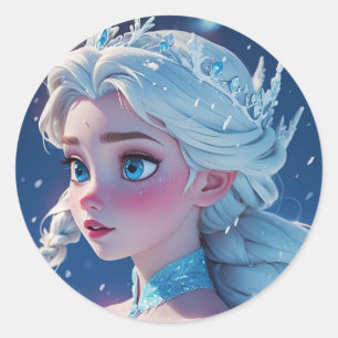the elsa queen classic round sticker