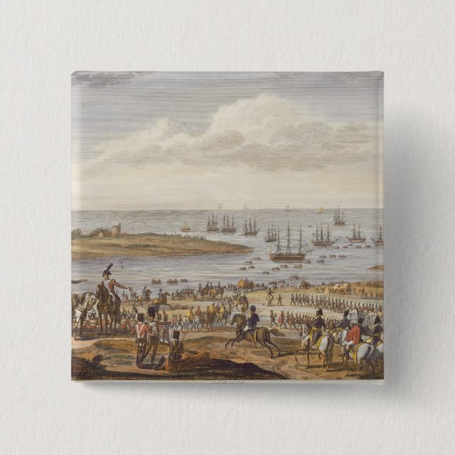 The Embarkation of the English in Holland, 30 Nove 2 Inch Square Button (Front)