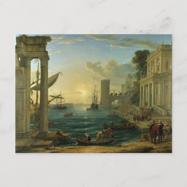 The Embarkation of the Queen of Sheba by Lorrain Postcard (Front)