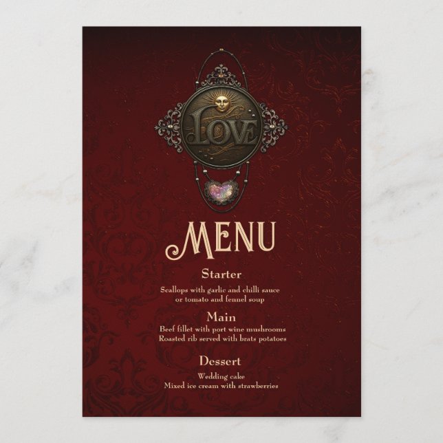 The Emblem of Love. Menu (Front)