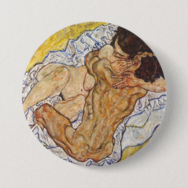 The Embrace Egon Schiele 3 Inch Round Button (Front)
