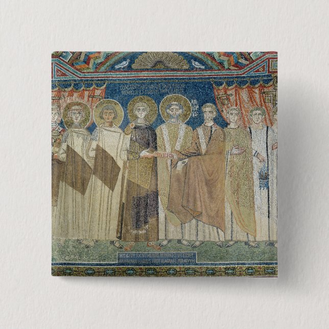 The Emperor Constantine IV grants tax immunity 2 Inch Square Button (Front)