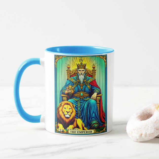 The Emperor Tarot Card Art Mug (With Donut)