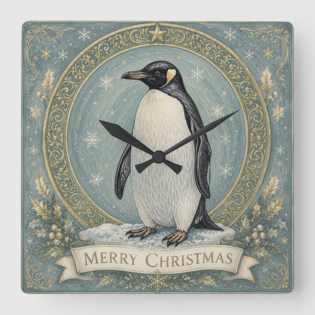 The Emperor's Yuletide Greeting Square Wall Clock (Front)
