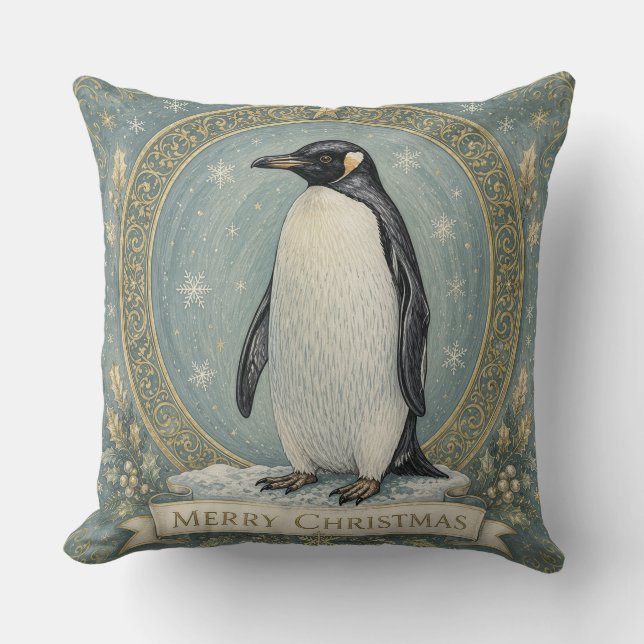 The Emperor's Yuletide Greeting Throw Pillow (Front)