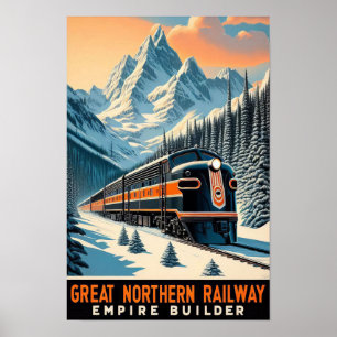 The Empire Builder Vintage Train Poster