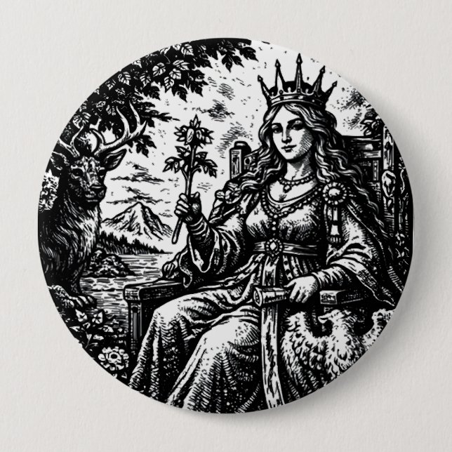 The Empress — BurnsInHell Tarot III 4 Inch Round Button (Front)