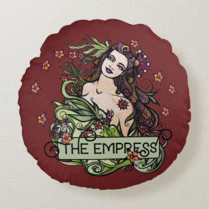 The Empress Tarot Card Round Pillow