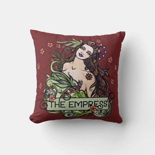 The Empress Tarot Card Throw Pillow (Front)
