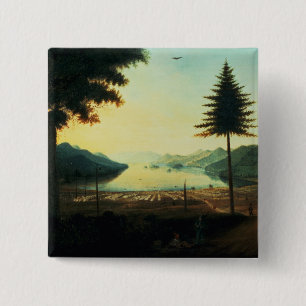 The Encampment at Lake George, New York, 1759 (oil 2 Inch Square Button