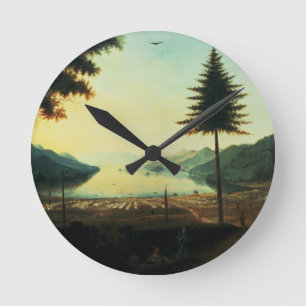 The Encampment at Lake George, New York, 1759 (oil Round Clock