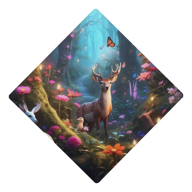 The Enchanted Forest a Mystical Oasis Graduation Cap Topper (Front)