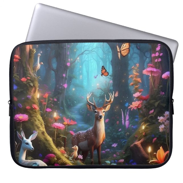 The Enchanted Forest a Mystical Oasis Laptop Sleeve (Front)